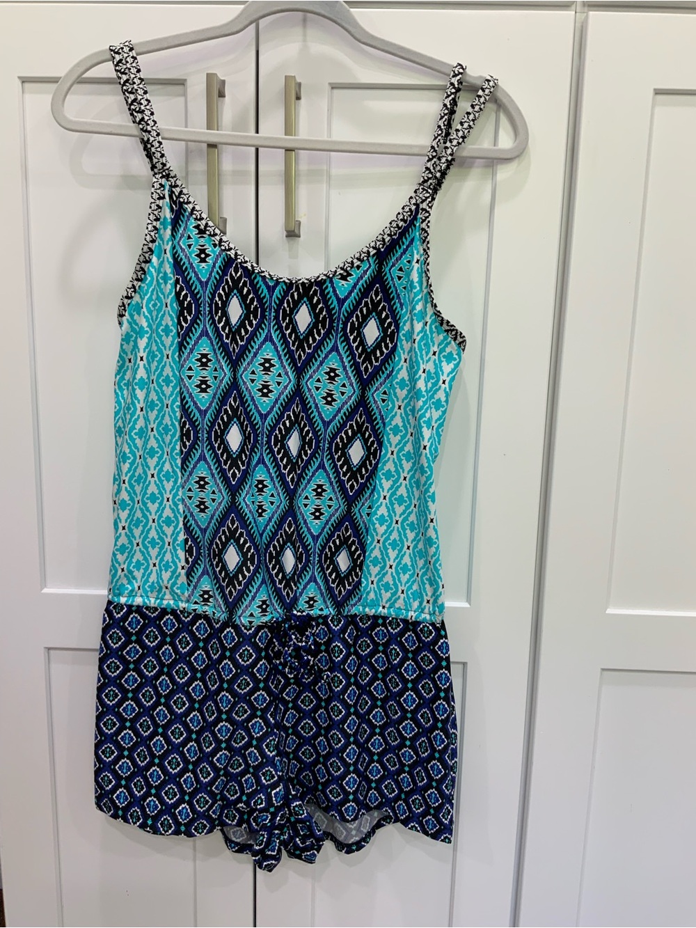 Kenneth Cole Reaction Aqua & Navy Romper Swimsuit